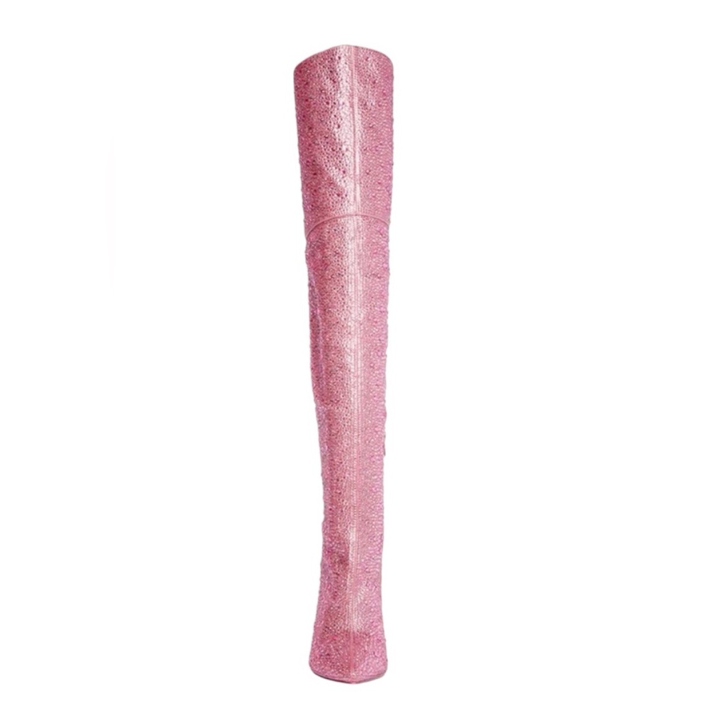 👢STEVE MADDEN VIVIANNE Pink Crystal Thigh-High Boots✨  Size 11 | Brand New, $150 - Picture 6 of 12